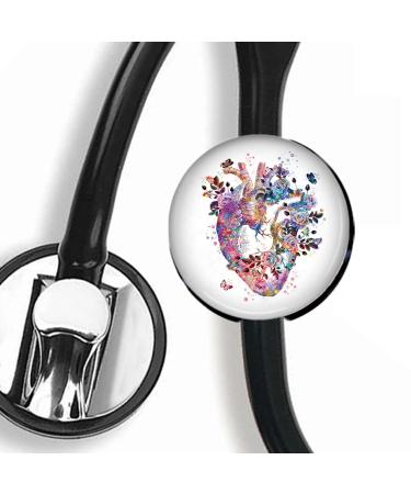 Watercolor Heart Stethoscope Tag Steth ID Tag Nurse Badge