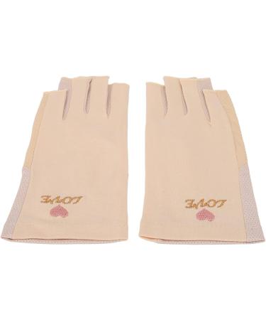 Manicure Gloves UV Protection Stretchy Breathable Fingerless Fiber Cotton Nail Lamp Gloves for Home Salon Grey (Light Yellow) - Buy Online on SooperMarket.com