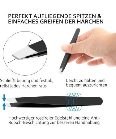 Pluck Econtal Black Tweezers with Case | Professional Sloping Eyebrow Hair Plucking Tool - Buy Online on SooperMarket.com