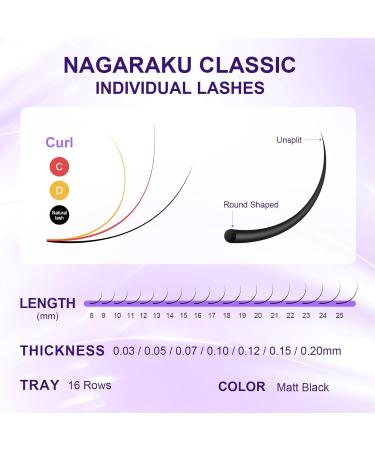 Buy Nagaraku Individual Eyelash Extensions - Permanent Volume & Matte Black - 16 Rows (0.15 D Curl 7-15mm Mix) | International Shipping Available - Buy Online on SooperMarket.com