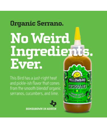 Organic Serrano Hot Sauce by Yellowbird - Spicy, Gluten-Free & Non-GMO - 9.8oz - Buy Online on SooperMarket.com