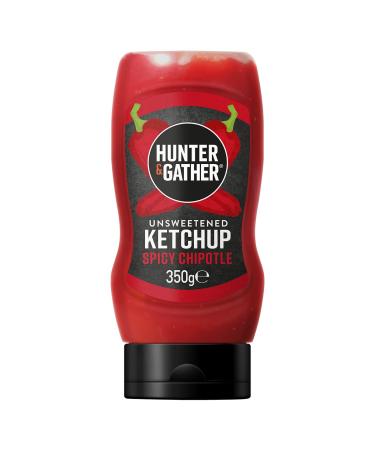 Hunter & Gather Unsweetened Spicy Ketchup Sauce | 350g Spicy Chipotle Ketchup Keto Paleo Low Carb & Vegan Friendly | Free from Added Sugar & Sweeteners Spicy Chipotle Ketchup 350 g (Pack of 1)