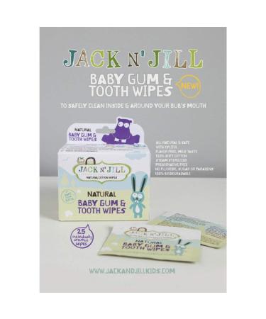 Jack n Jill Natural Baby Gum & Tooth Wipes - 25 Individually Wrapped for Clean Teeth - Buy Online on SooperMarket.com