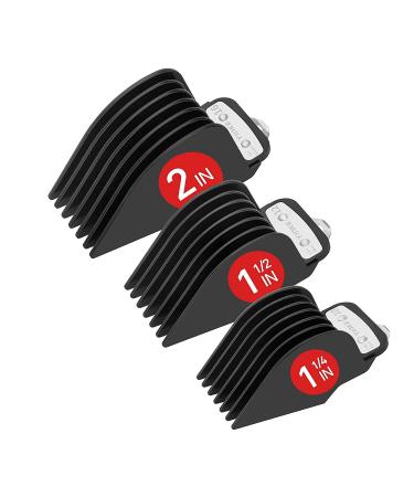 Yinke Clipper Guards Cutting Guides for Wahl with Metal Clip of Lengths 1.25 in/ 1/32mm & 1.5 in / 38mm & 2 in / 51mm Premium Large Trimmer Combs Fits Most Full Size Wahl Clippers (3PCS Black) 3PCS Black