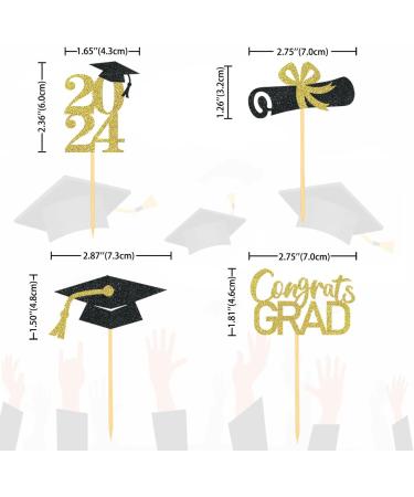24Pcs Graduation Cupcake Toppers Graduation Cupcake Picks for Cupcake Food Decorations - Class of 2024 Graduation Cupcake Toppers Supplies (Gold) - Buy Online on SooperMarket.com