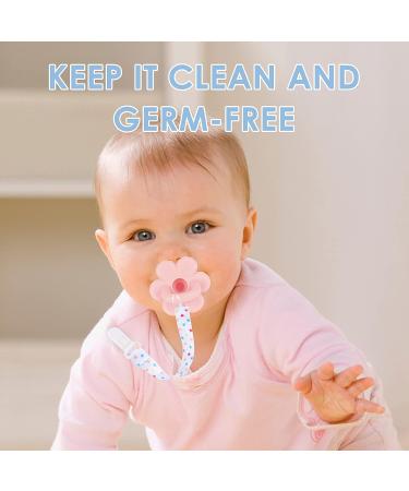 Tinabless Baby Pacifier & Teether Set - Pink & Dark Pink Silicone Soothers for Breastfed Babies 3-6 Months | Car Seat Toy Included - Buy Online on SooperMarket.com