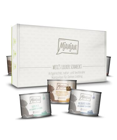 Mjamjam - Premium wet feed for cats - delicious box 12 x 200 g) grain free with extra meat mix 200 g (12 Pack)