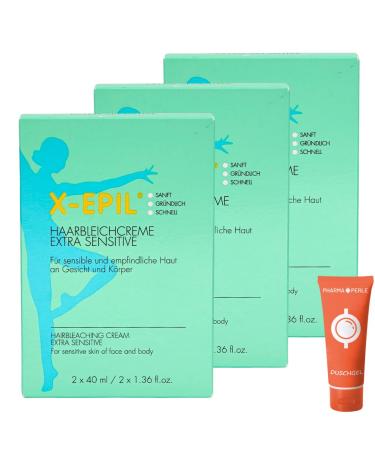 X-EPIL Hair Bleach Cream - Extra Sensitive 2x40ml for Face & Body | Gentle & Quick Hair Lightening | Savings Set + Free Gift | Ideal for Sensitive Skin - Buy Online on SooperMarket.com