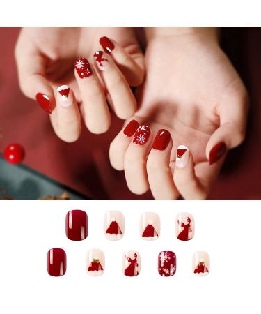 Noverlife 96PCS Winter Holiday Squoval False Nails Kit - Festive Acrylic Nail Tips with Nail Glue for Women & Girls - Buy Online on SooperMarket.com