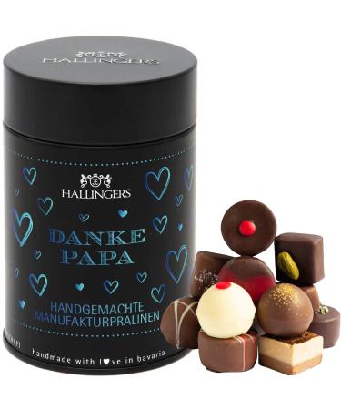 Hallingers thanks Papa - Father's Day gift chocolates gift handmade without alcohol from Edelkocao for Father's Day for Papa (can) - Mother's Day gift & gift ideas for Father's Day |Thank you anniversary finest mix of noble chocolates without alcohol 150 