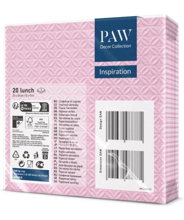 Buy PAW 3-Layer Paper Napkins (33x33 cm) - 20 Colorful Napkins for Children's Birthdays Parties Communion & Special Occasions - Modern Light Pink Party Motif - Buy Online on SooperMarket.com