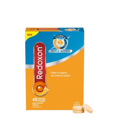 Redoxon Triple Action Vitamin C Vitamin D And Zinc Effervescent Tablets for Immunity Support Zinc Vitamin D and Vitamin C Supplement Immune Support For Adults 45 Orange Flavoured Tablets
