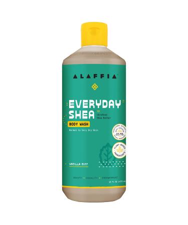 Alaffia EveryDay Shea Body Wash - Naturally Helps Moisturize and Cleanse without Stripping Natural Oils with Shea Butter  Neem  and Coconut Oil  Fair Trade  Vanilla Mint  16 Fl Oz Vanilla Mint 16 Fl Oz (Pack of 1)