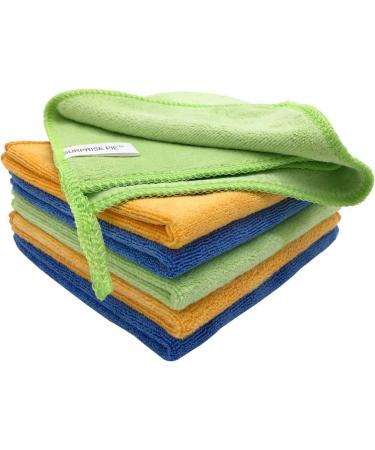 6 Pack Microfiber Cleaning Cloths 400 GSM - Lint Free, 12x12 Inches, Multi-Colored - Ideal for Kitchen, Car, House, Boat - Soft and Thick Reusable Towels - Buy Online on SooperMarket.com