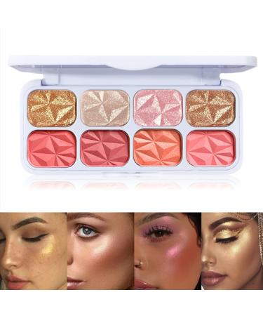 8 Colors Blusher Highlighter Makeup Palette | Waterproof Matte & Shimmer Blush Bronzer & Eyeshadow for a Flawless Finish - Buy Online on SooperMarket.com