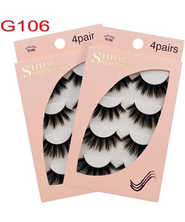 JZK 8 pairs 1.6cm long thick fluffy 3D false eyelashes set reusable fake mink eye lashes with eyelash applicator tweezers G106 G106 1.6cm - Buy Online on SooperMarket.com