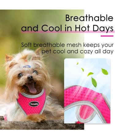 ThinkPet No-Pull Dog Harness & Leash Set | Breathable Adjustable Safety Harness for Small Medium & Large Dogs | Reflective & Padded Control Harness (Pink/Red) - Buy Online on SooperMarket.com