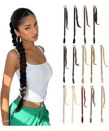 prinfantasy Hair Extensions for Braiding DIY Braid Ponytail Extension Long Straight 33" Ponytail Hair Extensions Natural Invisible Resistant Fiber Soft Natural Black Brown MW262 MW262 33 inch - Buy Online on SooperMarket.com