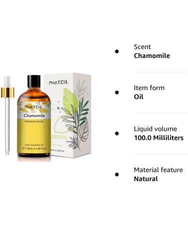 PHATOIL Chamomile Essential Oil 100ML - Pure Premium Grade for Diffuser, Humidifier & Aromatherapy - Candle Making - 100 ml (Pack of 1) - Buy Online on SooperMarket.com