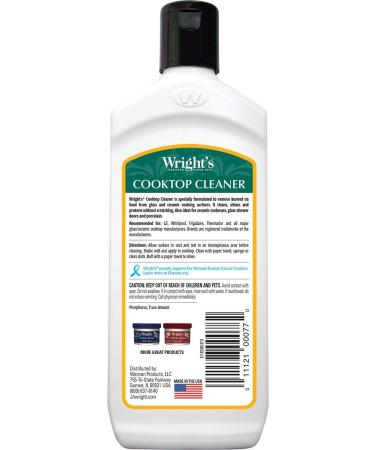 Wright's Cooktop Cleaner - 10 Oz | Gentle Formula for Glass/Ceramic Smooth Top Ranges - Cleans & Protects | International Shipping Available - Buy Online on SooperMarket.com
