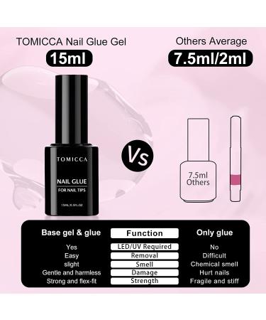 TOMICCA Nail Tips and Glue Gel Kit - 500PCS Coffin Soft Gel Tips + UV LED Lamp + 15ML 4 In 1 Nail Glue Gel - Professional Acrylic Nail Extension Kit for Easy DIY Nail Art - Buy Online on SooperMarket.com