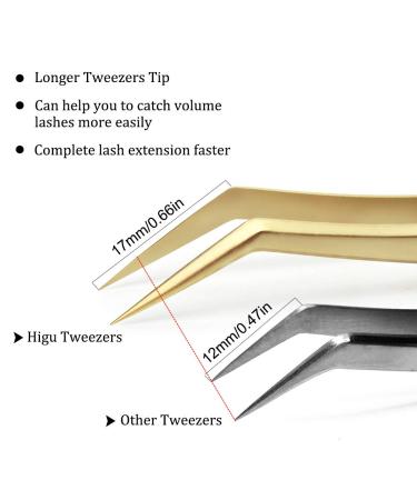 Professional Eyelash Extension Tweezers - Stainless Steel 45 Mega Curved Angled Fine Tip Tweezer for Volume Lashes - Gold Tweezer for Precision Application - 17mm - Eye Lash Extensions Supplies - Buy Online on SooperMarket.com
