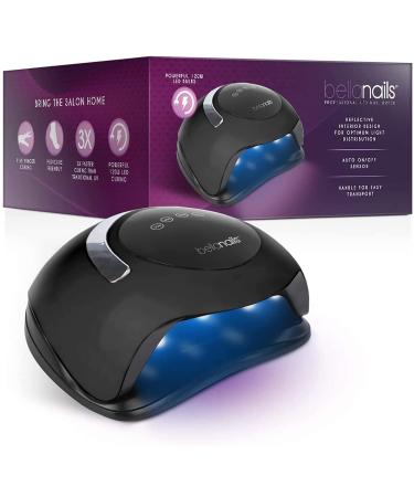 BELLANAILS Professional LED Gel Nail Lamp for Home or Salon Use Gel Nail Polish Dryer 3X Faster Than Traditional UV Nail Lamp Nail Dryer Curing Lamps 4 Time Presets 120 W (Black)