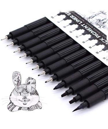 TWOHANDS Set of 12 Micro Pens Art Pens Fineliner Ink Pens Technical Drawing pen Pigment Pen Fine Point Black Waterproof for Art Watercolor Sketching Anime Manga Scrapbooking 20413