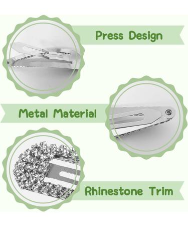 4PCS Silver Rhinestone Snap Hair Clips for Women - Shining Metal Hair Clips - Buy Online on SooperMarket.com
