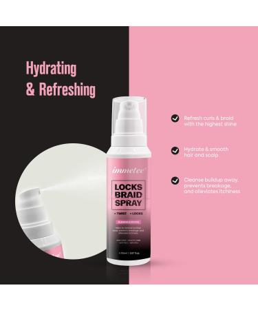 immetee Locks Braid Spray Hair Spray for Braids Locks Twists and Cornrows Refresh Itchy & Dry Scalp Moisturizes High Shine for Dull Hair. 150ml/5.07fl.oz - Buy Online on SooperMarket.com