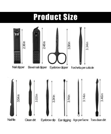10-Piece Stainless Steel Nail Clipper Set Professional Manicure Set Stainless Steel Manicure Tools Stainless Steel Nail Care Tools Professional Nail Clipper Set (Black) - Buy Online on SooperMarket.com