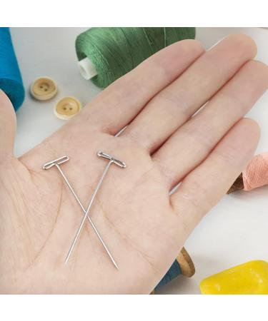 100 Pack 2 Inch Wig T-Pins with Plastic Box - Silver Steel T-Pins for Blocking Knitting, Modeling, and Crafts - Buy Online on SooperMarket.com