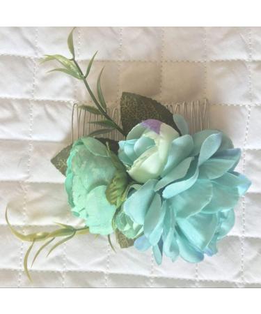 Floral Crown Bride Hair Comb Woman Handmade Side Comb Wedding Hair Accessories for Favor(Blue Flower) - Buy Online on SooperMarket.com
