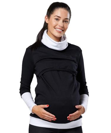 HAPPY MAMA Boutique Women's Maternity Nursing Jumper Sweeathirt 348 12-14 Black & White