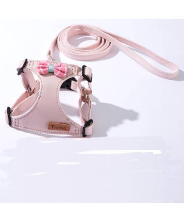 Fueegue Cat Harness with Leash Escape Proof Adjustable Soft for Cats and Dogs Puppy Harness Pink Bow Tie L