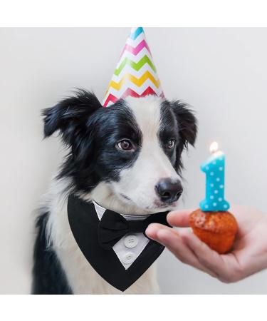 FUAMEY Dog Tuxedo Bandana with Bow Tie | Formal Wedding Attire for Dogs | Adjustable Collar for Small, Medium, Large Pets | Black-L - Buy Online on SooperMarket.com