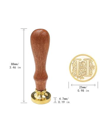 Classic Alphabet Sealing Wax Stamp - Brass Head, Wooden Handle - Letter H for Cards, Envelopes, Gifts - Buy Online on SooperMarket.com
