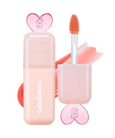 COLORGRAM Juicy Drop Tint 02 Peach Dew | Juicy Lip Gloss Glowing Lip Stain with Fruity Colors Buildable & Blendable Highly Pigmented Drop Glossy - 02 Peach Dew