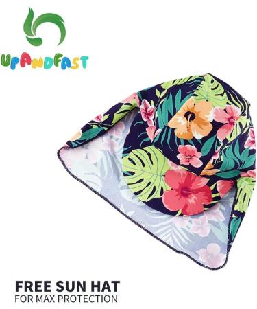 UPF 50+ Dark Blue Baby Girl One Piece Swimwear with Sun Hat | Toddler Swimsuit 12-18 Months - Buy Online on SooperMarket.com