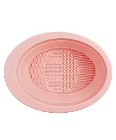 Vigcebit Make Up Brush Cleaner | Foldable Scrubber Bowl for Make Up Brushes - Compact Washing Supplies For Cleansing Makeup Sponges Brushes & Applicators Pink