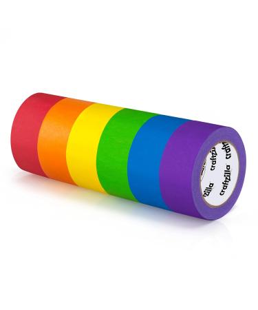 Craftzilla Colored Masking Tape 6-Roll Multi Pack - Vibrant Rainbow Craft Tape for Arts & Crafts - 180ft x 1 inch - Buy Online on SooperMarket.com