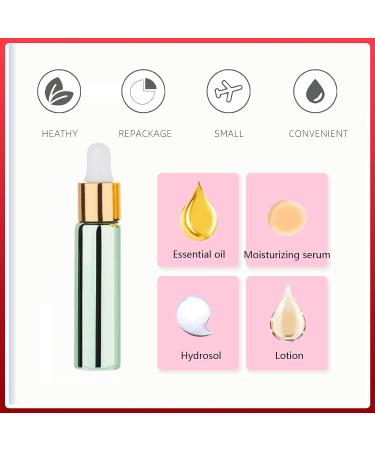 Tianzd 6 Pack 10ml Chrome Green Drip Bottles with Glass Pipette - Perfect for Essential Oils & Perfume Oils - Buy Online on SooperMarket.com