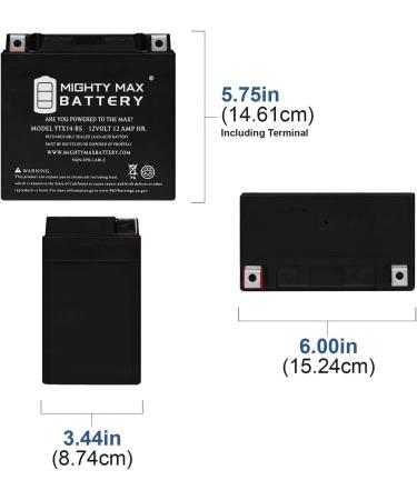 Mighty Max Battery YTX14-BS Replacement for Kawasaki KVF650 KSV700 KVF750 Brute Force - Reliable Performance & Fast International Shipping - Buy Online on SooperMarket.com