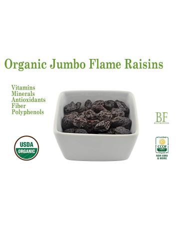 Organic Jumbo Flame Raisins Seedless - No Added Sugar, Non GMO, Vegan, Pesticide Free, Unsulfured - 3LB Bulk Pack by Baltoro Foods - Buy Online on SooperMarket.com