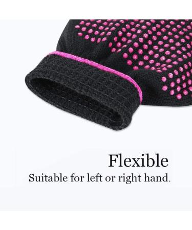 LEEQ 2 Pieces Heat Resistant Gloves Silicone Non-Slip Gloves for Hair Styling Curling Iron Fit All Hand Sizes (Rose red Silicone dots) - Buy Online on SooperMarket.com