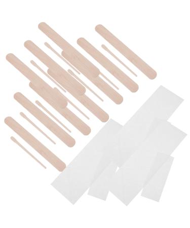 Beavorty 400pcs Disposable Beauty Bar Spatula Wooden Beauty Bar Waxed Paper Bikini Wax Strips Natural Birch