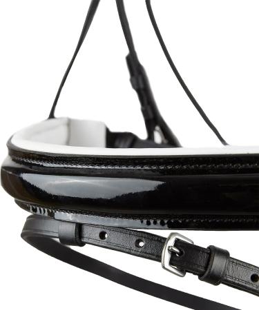 HORZE Grayson Classic Leather Ergonomic Snaffle Dressage Bridle - Black/White Horse - Buy Online on SooperMarket.com