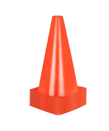 Alyoen 9 inch Traffic Cones, Plastic Sport Cones, Soccer Training Cones for Outdoor Activity & Festive Events (Sets of 10/15/ 20) 10-PackOrange