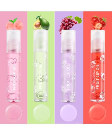 Aaiffey Hydrating Plumping Lip Oil Fruit-Flavored Roll-on Lip Balm Kit - 4pcs - Buy Online on SooperMarket.com