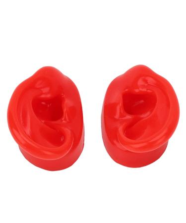Simulated Ear Model Large Base Silicone Soft Great Toughness Pair Ear Model for Hospitals for Point Acupuncture(Red)